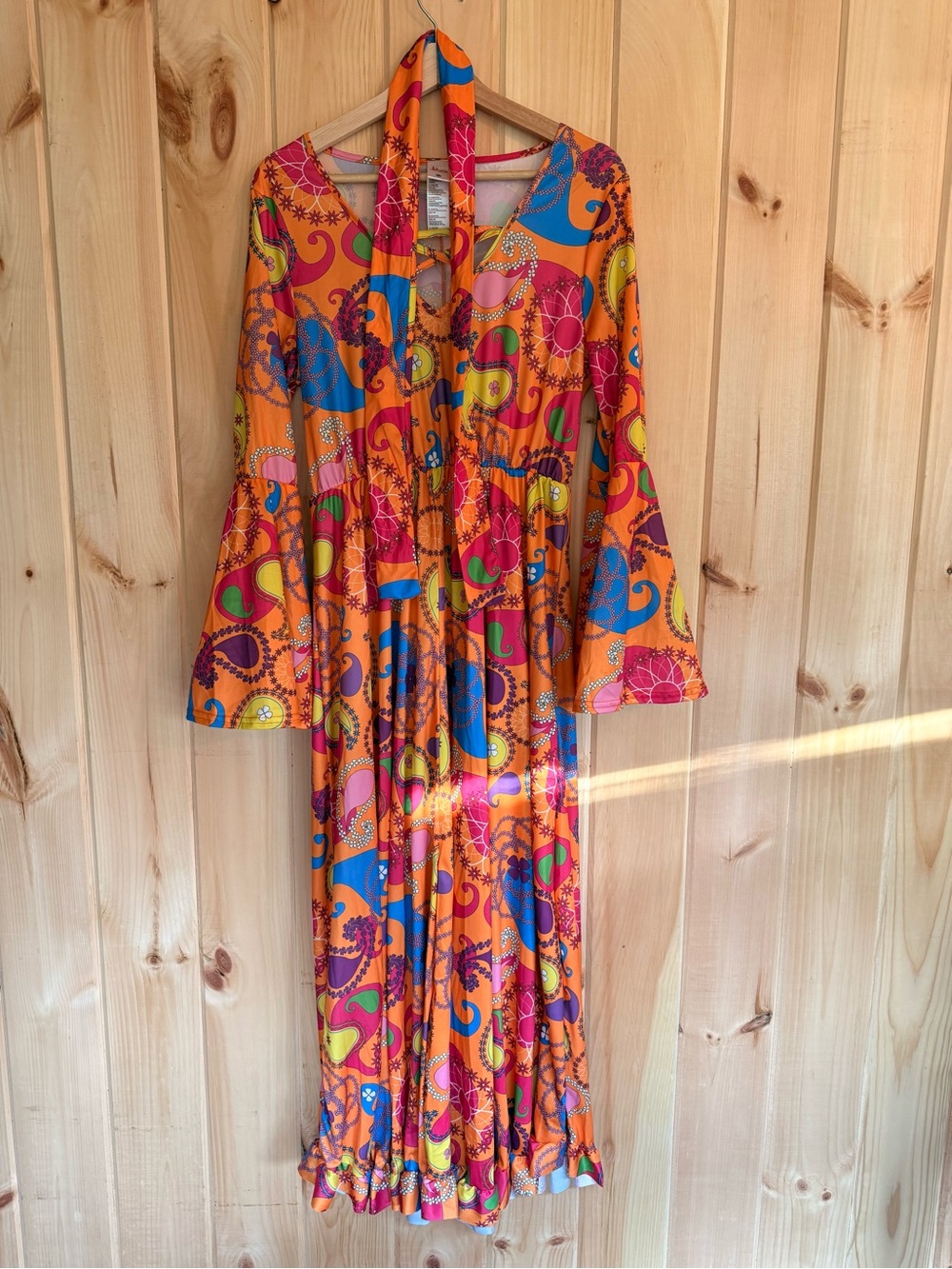 ✌️Morph Costumes 🎃 Hippie Dress Set Medium Groovy Bell Sleeve Headband EUC